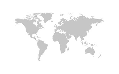 Fototapeta premium Minimal Gray World Map Silhouette on White Background