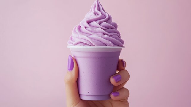 Ube and Matcha drink on white background,Iced Ube Latte,and matcha latte,PopularTrendy Purple Coffee Shop,plant based recipes,superfood,menu and banner,Healthy and wellness concept.