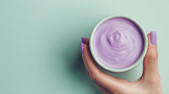 Ube and Matcha drink on white background,Iced Ube Latte,and matcha latte,PopularTrendy Purple Coffee Shop,plant based recipes,superfood,menu and banner,Healthy and wellness concept.