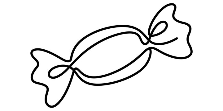 Continuous single line drawing of a wrapped candy sweet