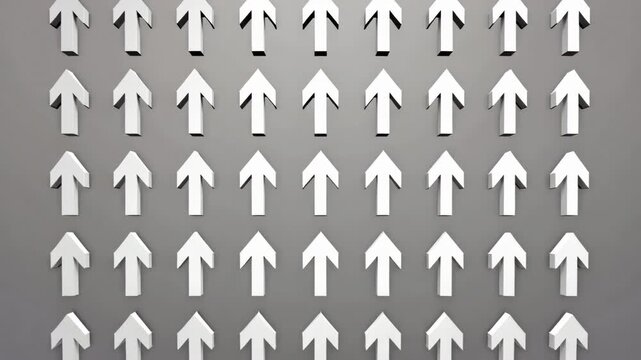 Countless white arrows moving upwards on a gray background representing progress and growth