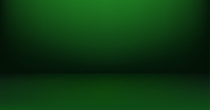 Dark green gradient 3D studio background with elegant display. Vector backdrop for luxury product presentation and abstract mockup scenes with soft lighting effects