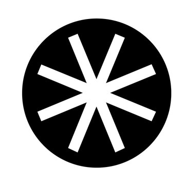 Black circle white eight line asterisk icon minimalist button