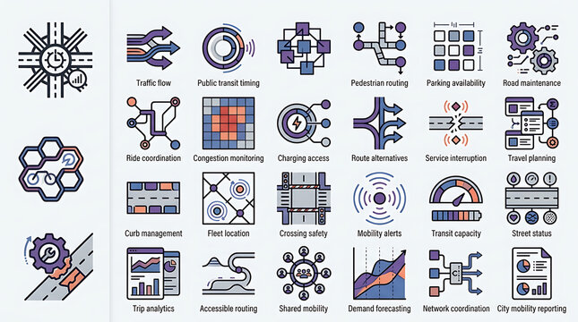 Set of data analysis and business chart pixel icons