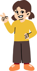 Fototapeta premium Vector Illustration of Happy Girl Making Peace Sign