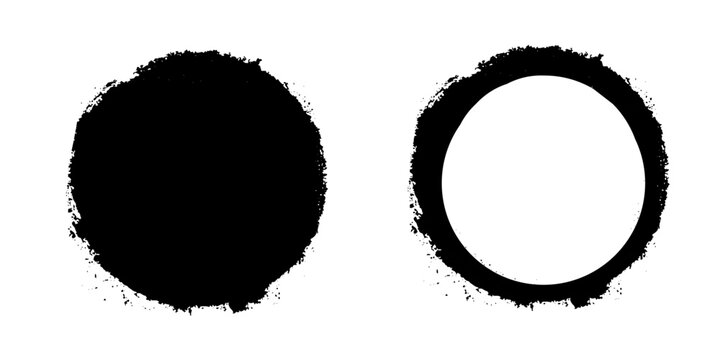 Distressed Round Grunge Texture. Vintage Grunge Circle Design. Rough Ink Circular Frames and Shapes