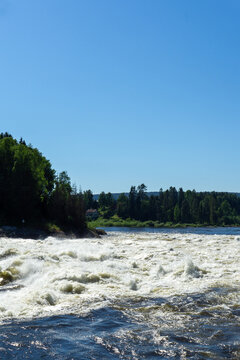 Glomma river rapids showing hydropower water release in Norway
