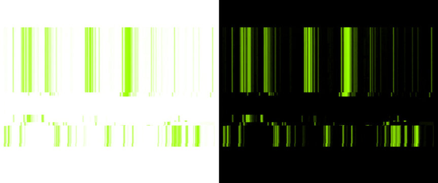 Abstract green barcode pattern on split background, digital scan code graphic, technology barcode art for retail and security concepts