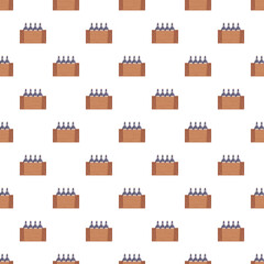 Naklejka premium Wooden crates storing multiple wine bottles on a clean white background, creating a repeating pattern