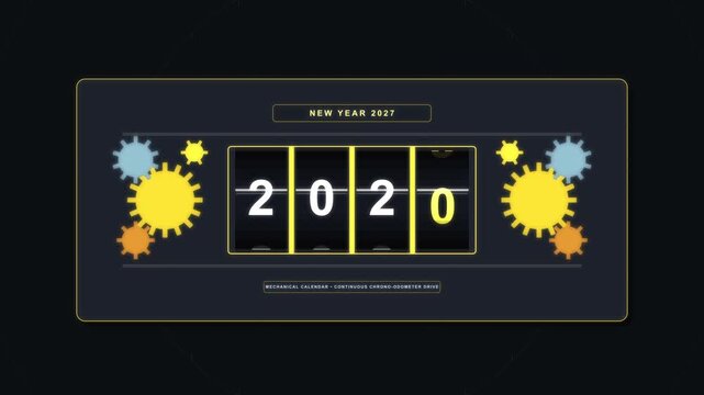 Countdown mechanism animation loops through years 2023 2024 and 2025 changing dates for New Year compositions