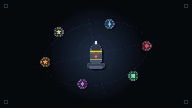 Looping 3d animation of nuclear club bomb with orbiting member state flags