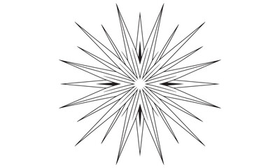 Fototapeta premium Sharp geometric starburst icon, angular burst symbol, pointed shape, isolated white background, clean vector illustration, modern graphic design, decorative element.