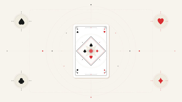 Playing card suits and compass rose on light background