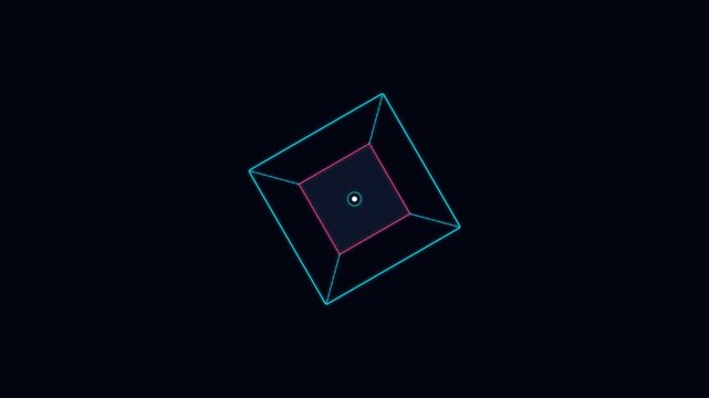High-Dimensional Hypercube Data Projection rotating through dark futuristic digital space