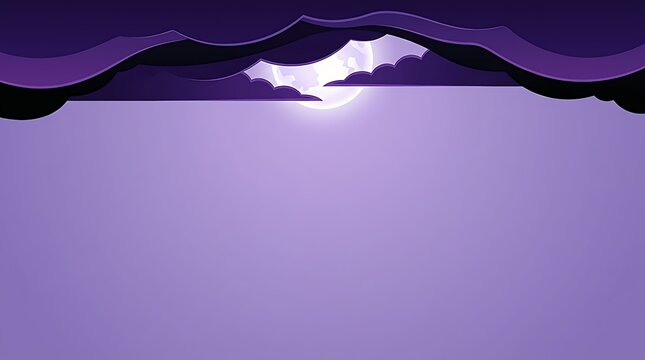 Halloween night scene with bats and a full moon purple layered papercraft style