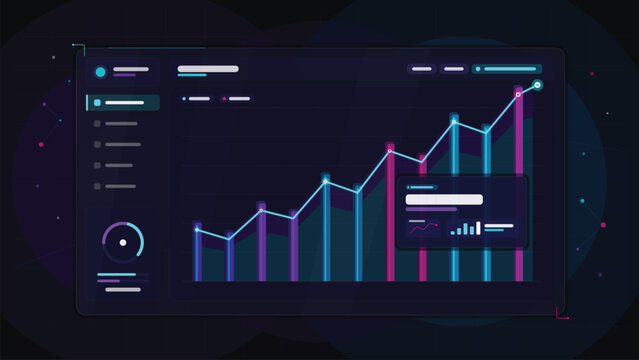 Digital dashboard with financial data and charts