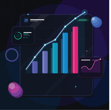 Business growth chart with rising trend line