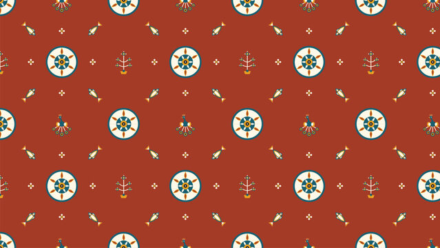 Seamless Folk Pattern With Geometric Motifs