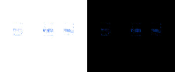 Naklejka premium Abstract blue light streaks on split background, futuristic motion lines on white and black, digital speed concept