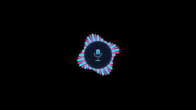 Podcast Mic Audio Waveform Circular Ring Alpha Channel