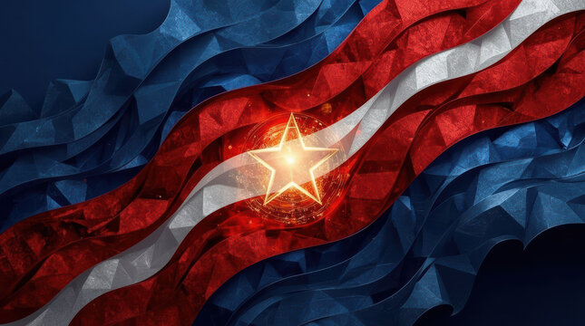 Red white blue star abstract flag design