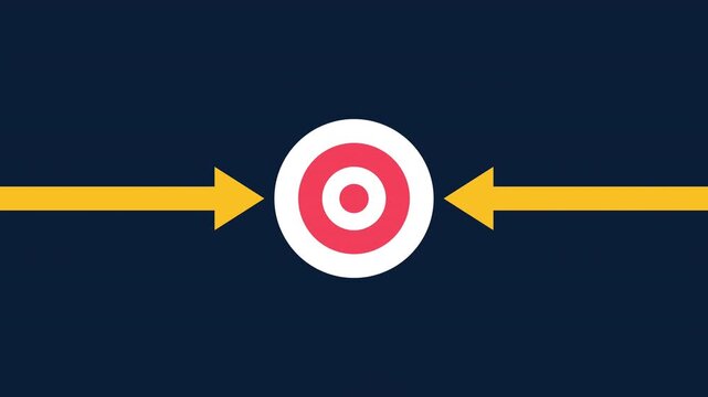 Abstract animation of a target sign with moving arrows