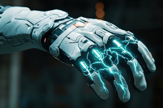 A futuristic glove designed to harness and channel raw electrical energy