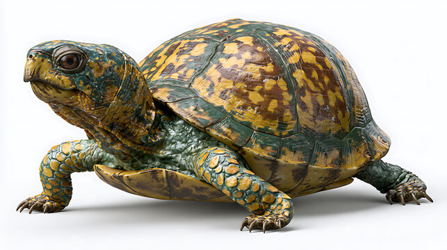 Eastern box turtle with detailed shell isolated on transparent background