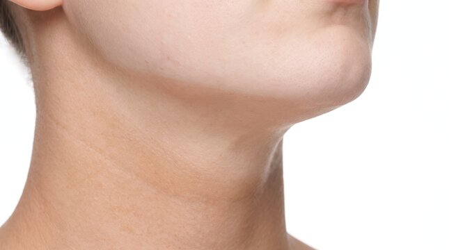 Side Profile View of Clean Male Jawline and Smooth Neck Skin