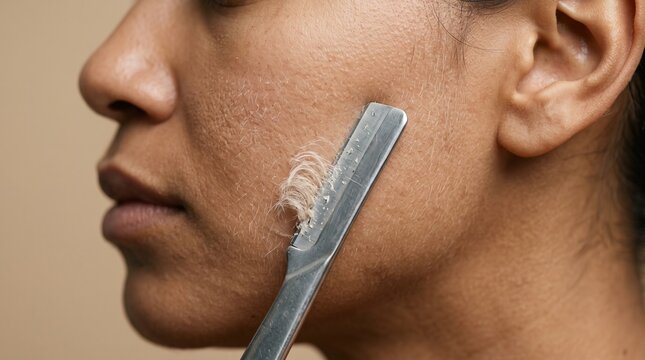 Professional Dermaplaning Facial Treatment Shaving Peach Fuzz with Straight Razor Blade