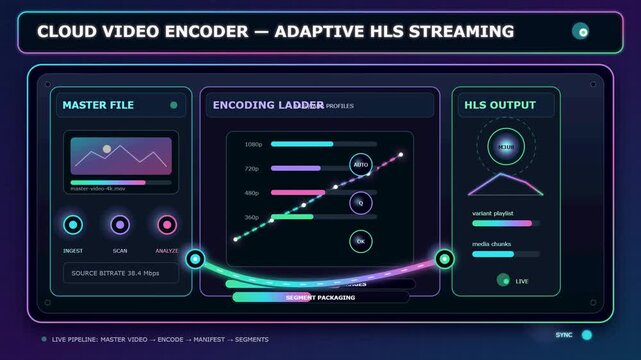 Cloud Video Encoder Adaptive HLS Streaming Software Interface Display