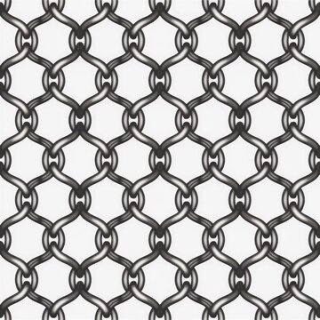 A close-up view of a metal chain link fence pattern