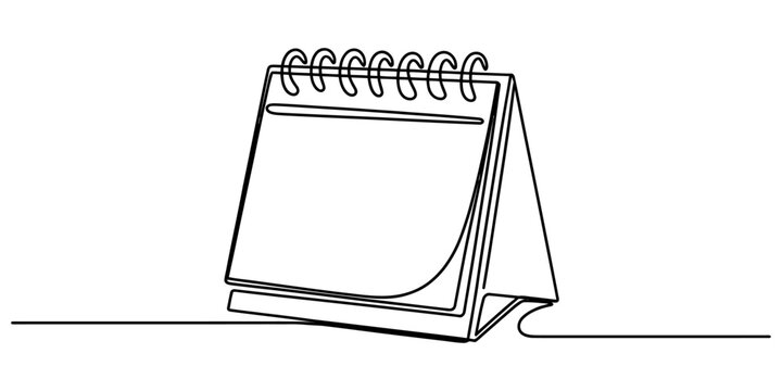Continuous one line drawing of a spiral desk calendar