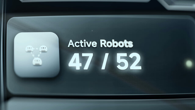 Fleet dashboard shows 47 of 52 active robots