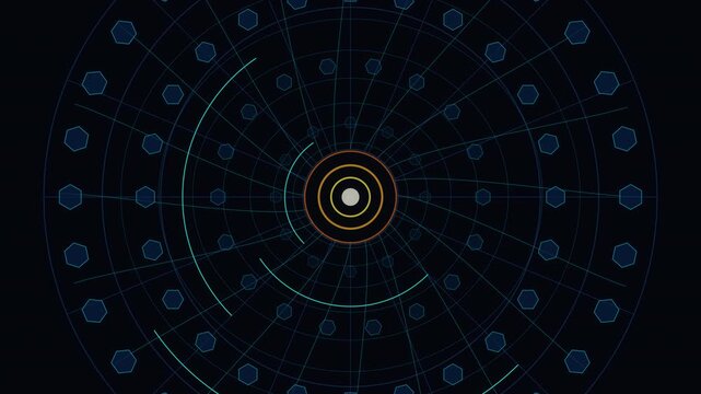 Loop 3d animation inside a torus ring accelerator futuristic composition