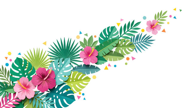 Diagonal Tropical Paper Cut Summer Background