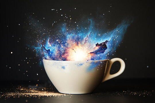 Cosmic nebula reveals beauty inside a cup Generative AI