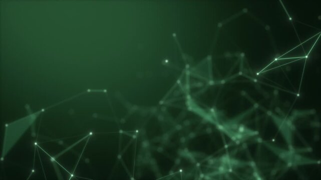Organic abstract loop of soft green nodes and lines on a deep dark green gradient. Ideal for ecology, healthcare, and nature-inspired tech concepts.