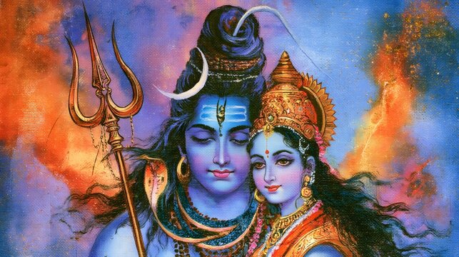 Shiva and parvati depicting divine love and devotion