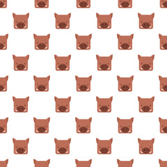 Naklejka premium Wild boar pig animal head repeating pattern on white background