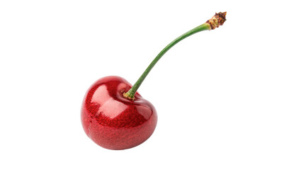 Single dark red ripe sweet cherry isolated on transparent background for organic agricultural farm harvest concept. © Raya Richards