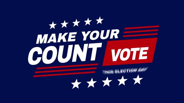 Animation of United States presidential election vote on blue background