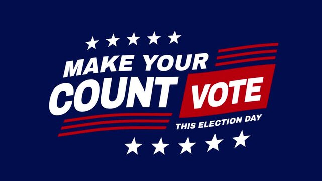 Animation of United States presidential election vote on blue background