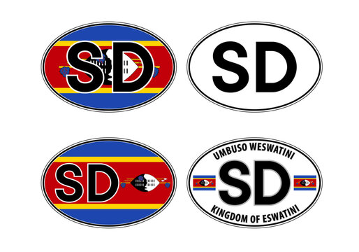 Eswatini, Swaziland oval international vehicle registration code license plate car sticker, vector illustration
