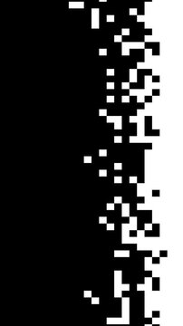 4K vertical Mosaic wipe transition wipe with stop motion effect, on transparent background.