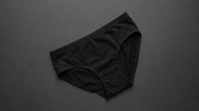Simple Black Underwear Panties on a Dark Gray Background.