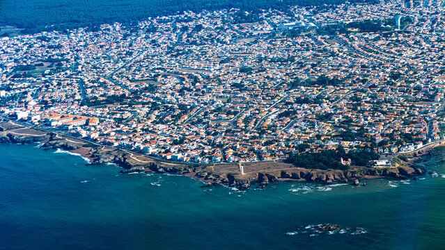 Saint gilles en vend&eacute;e aerial view in vend&eacute;e french atlantic ocean