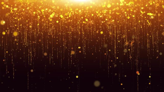 Award party stage golden Gold glitter animation. stars lights particles. Luxury light streak. bokeh, luxury awards ceremony background, Oscar 4K spot flashing party stage new year. 3D Illustration