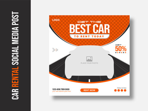 Modern car rental social media post design template