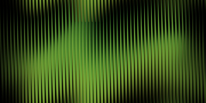 Abstract green wave background with vertical lines, digital soundwave pattern on black backdrop, futuristic neon light texture for technology design and electronic music covers